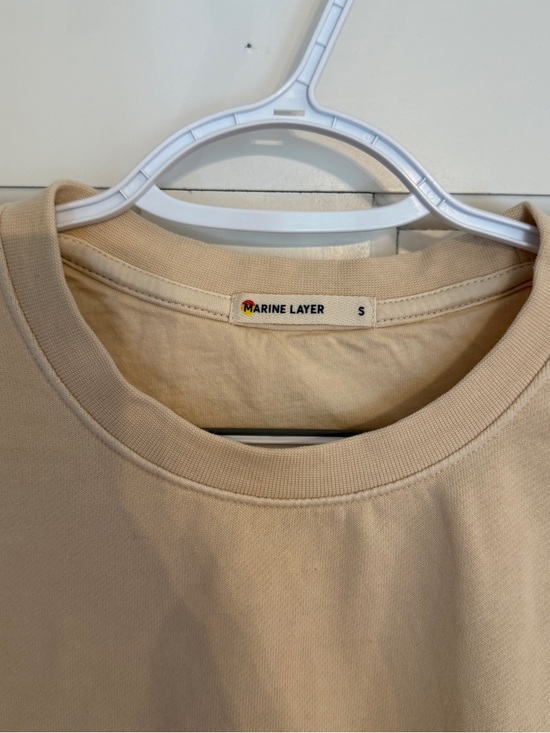 Marine Layer Enya Puff Sleeve Sweatshirt Beige Crewneck Cotton S 25229 - Picture 7 of 15